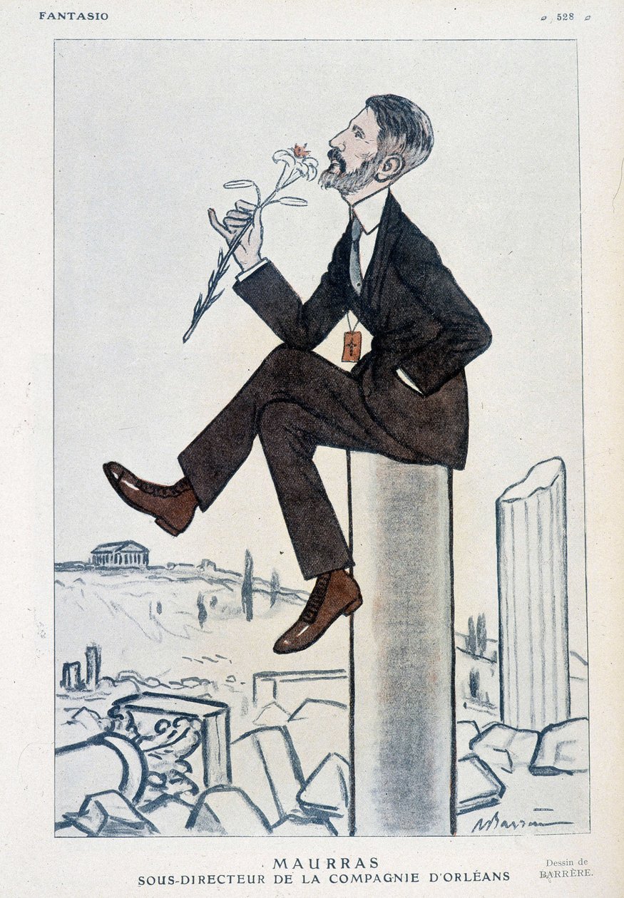Charles Maurras, フランスの政治家・作家 (1868-1952), オルレアンキャンペーンの副責任者 - Adrien Barrere (1877-1931) によるイラスト（1923年5月15日付「Fantasio」掲載 作： エイドリアン・バレレ