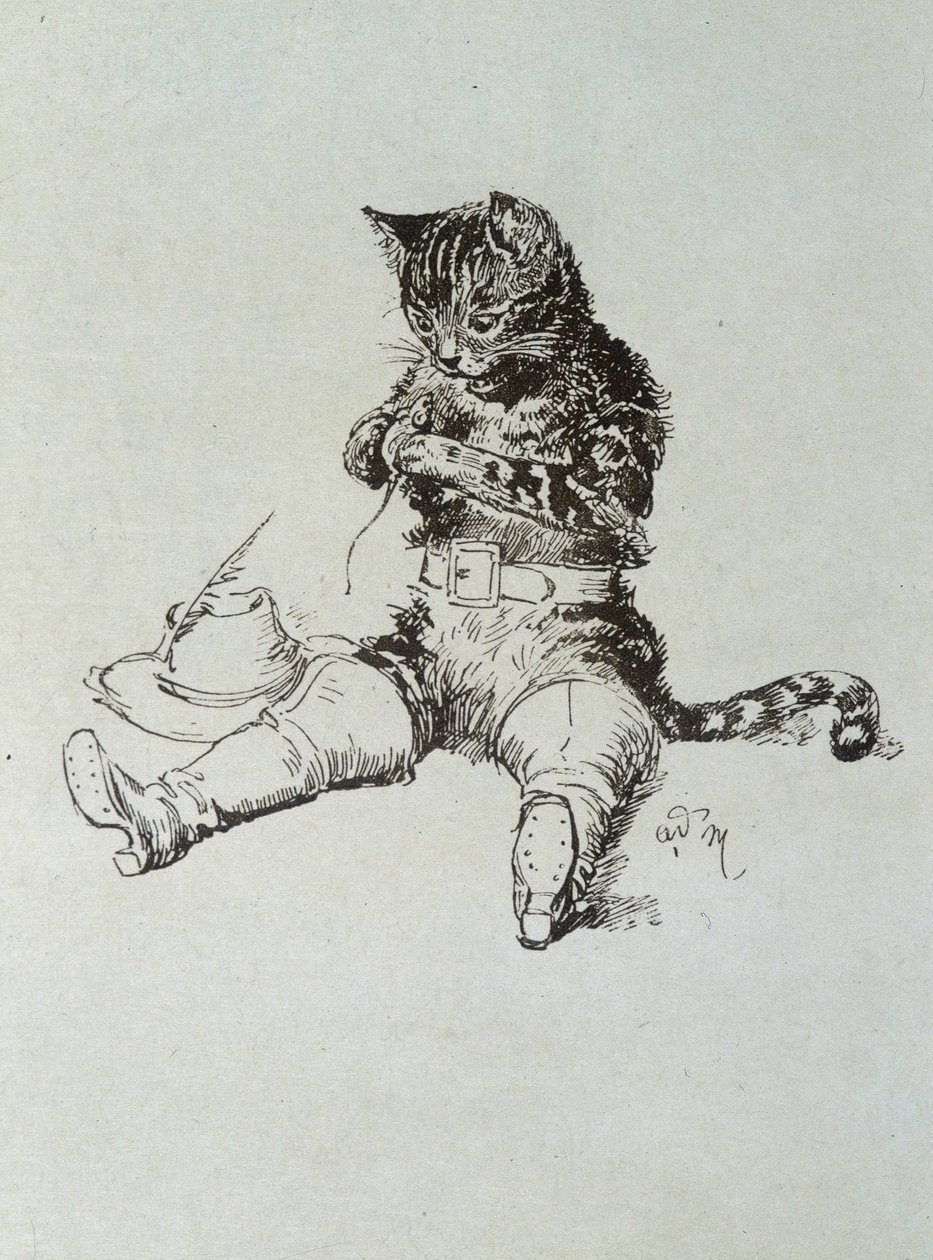 シャルル・ペローの「妖精たちの物語」に登場する「Le Chat Bottté」（Adrien Marieのイラスト）。 作： エイドリアン・エマニュエル・マリー