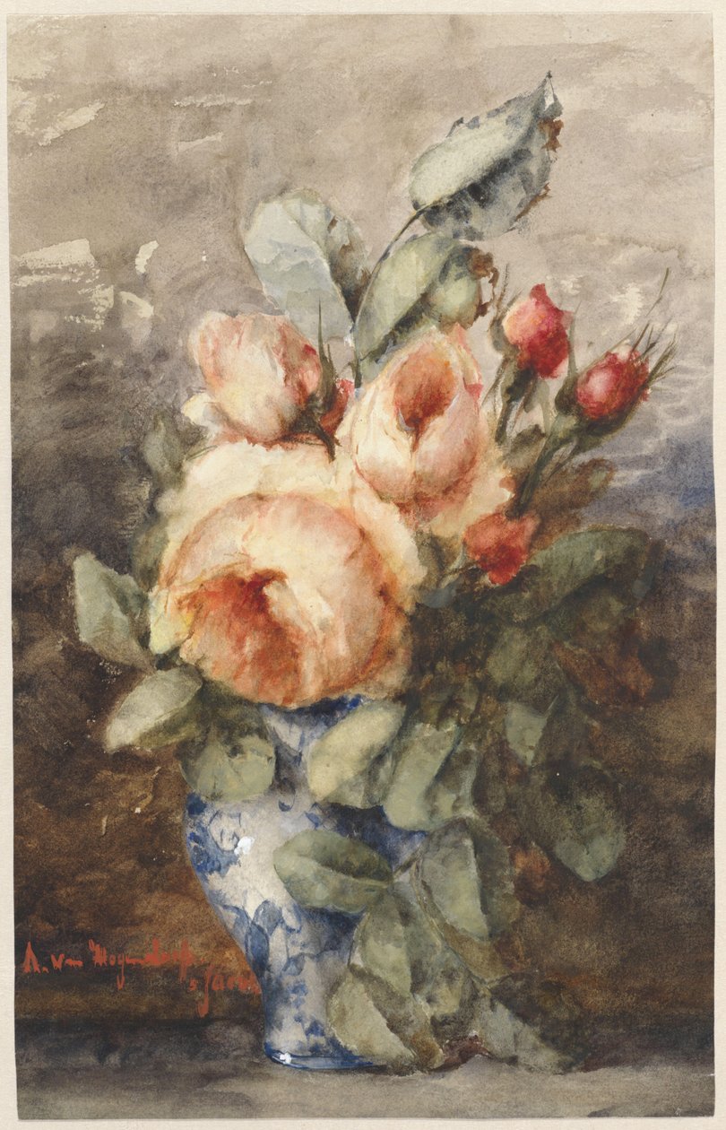 花瓶のバラの花束 作： Adrienne Jacqueline s'Jacob