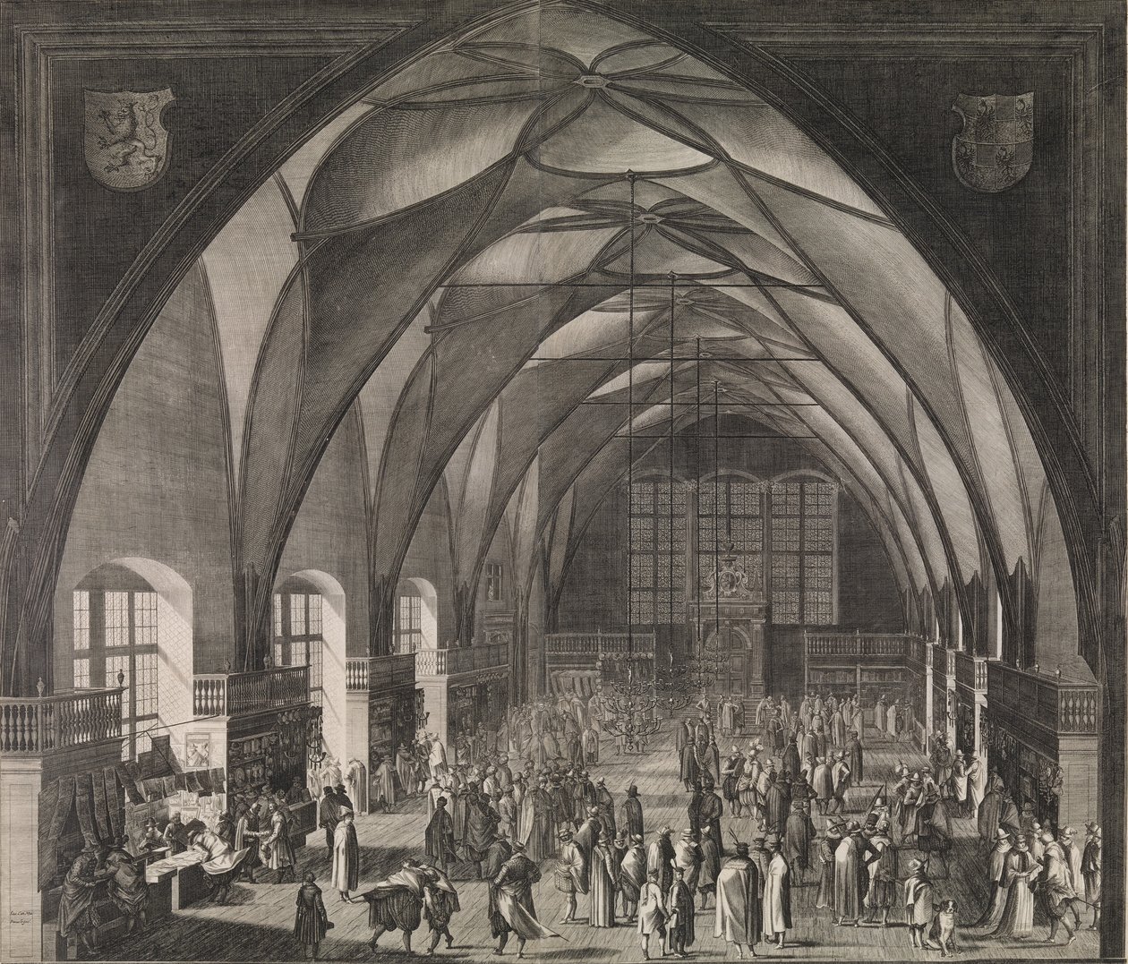 年次フェア中のプラハ城のヴラディスラフ ホールの内部ビュー, 1607., 1607. 作： アイギディウスサデラーII