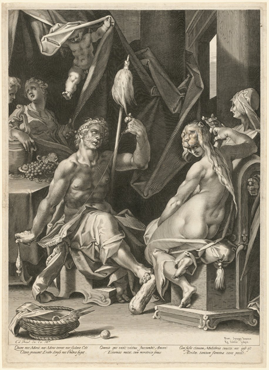 ヘラクレスとオンファレ 作： Aegidius Sadeler II、バルトロメウス・スプランジャーの後