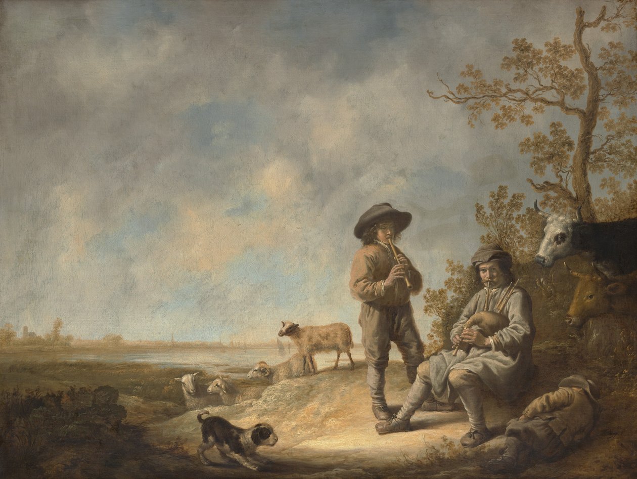 パイピング・シェパーズ、カリフォルニア州。 1643-44。 作： アエルバート・カイプ