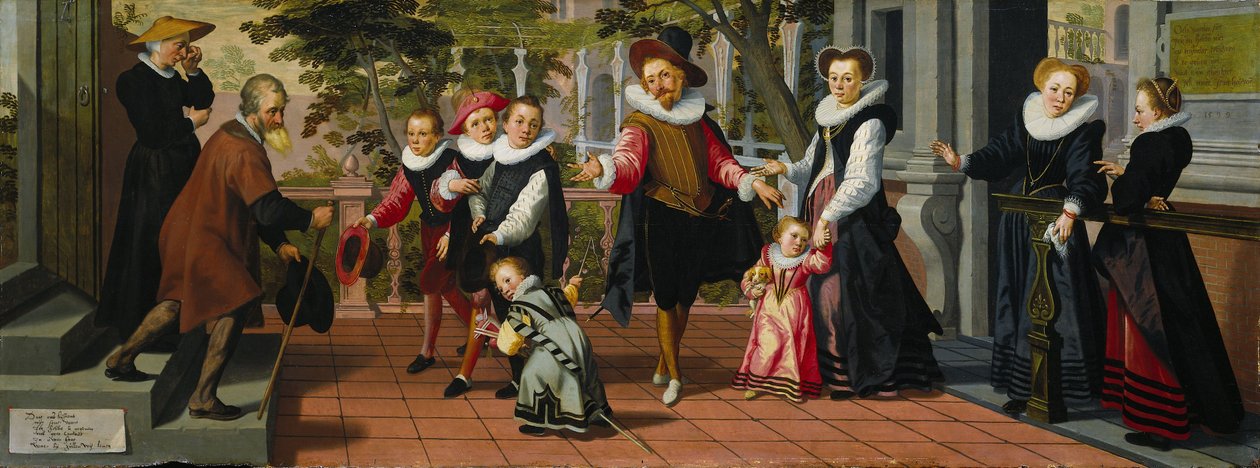 金持ちの子供、貧しい親、1599 作： エルト・ピーテルス。
