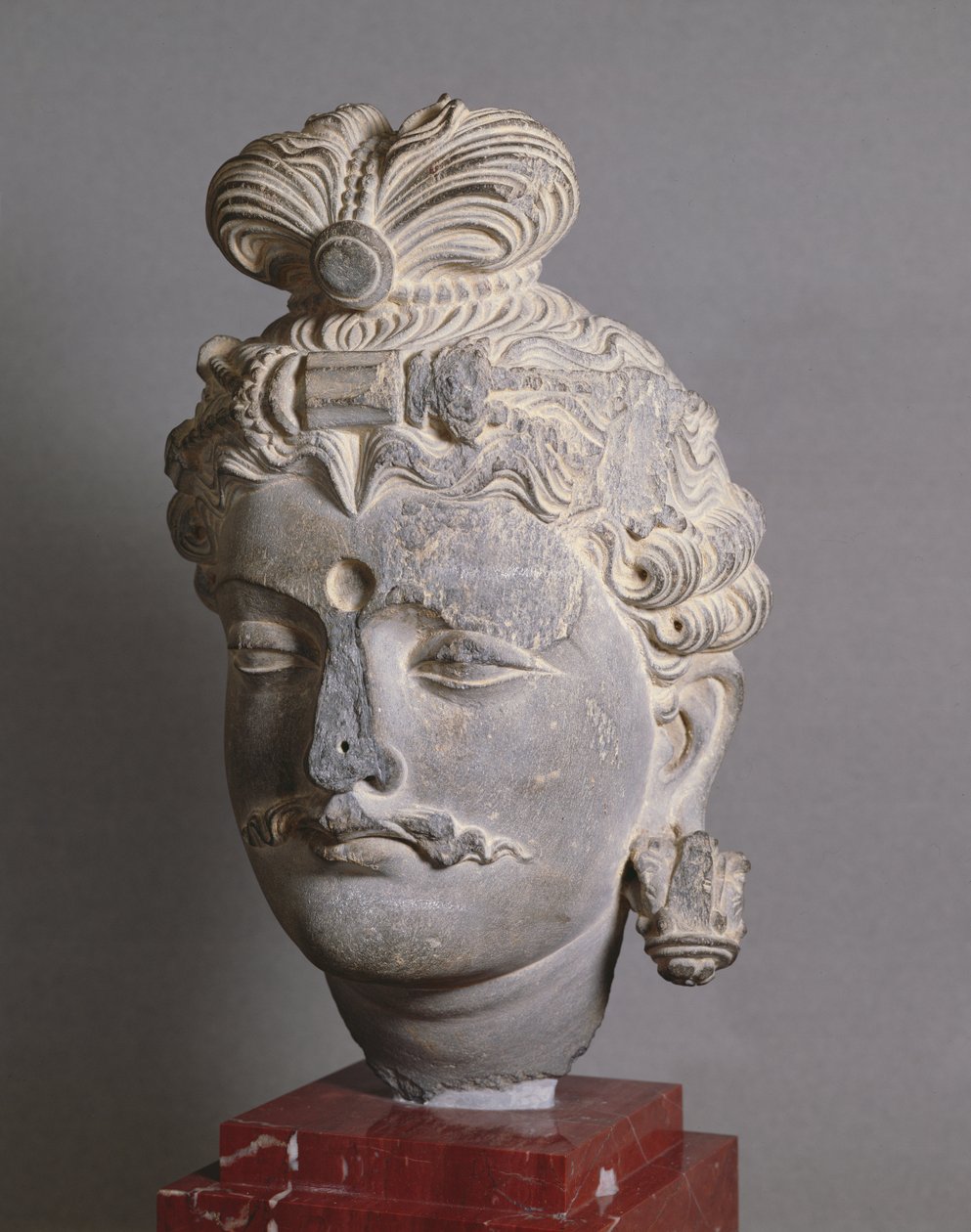 専用　古代 古銅人物と仏頭 紀元前 349g 東キ7-0927☆2F ブナー出身、2世紀（片岩）のグレコ仏教様式の菩薩の頭