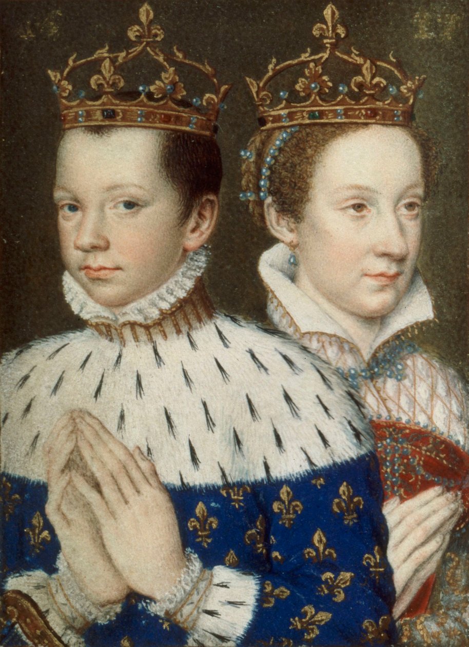 BnF, NAL 83, folio 154 v - フランシス2世とスコットランドの女王メアリー（トリミング済み） 作： フランソワ・クルーエの後