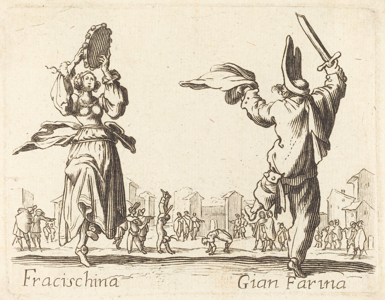 Fracischina と Gian Farina 作： ジャック・カロに倣って