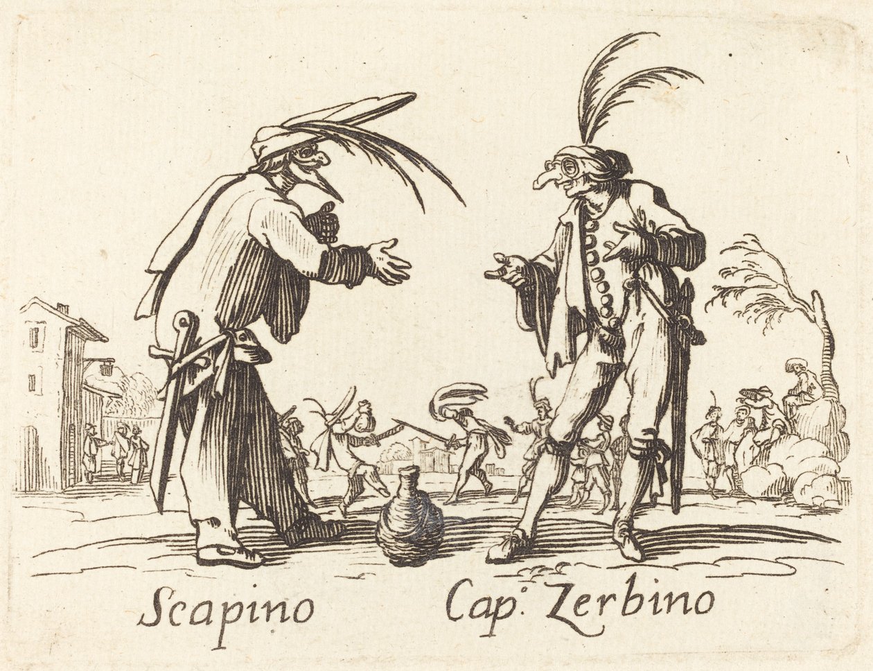 Scapino と Cap. ドアマット 作： ジャック・カロに倣って