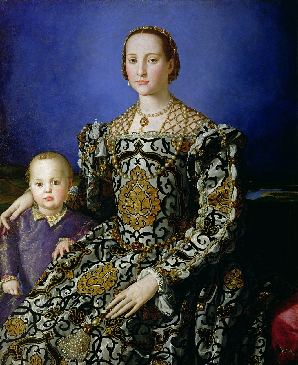 トレドのエレノアとその息子、ジョヴァンニ・デ・メディチの肖像、1544-45年頃（パネルのテンペラ） 作： アーニョロ・ブロンズィーノ