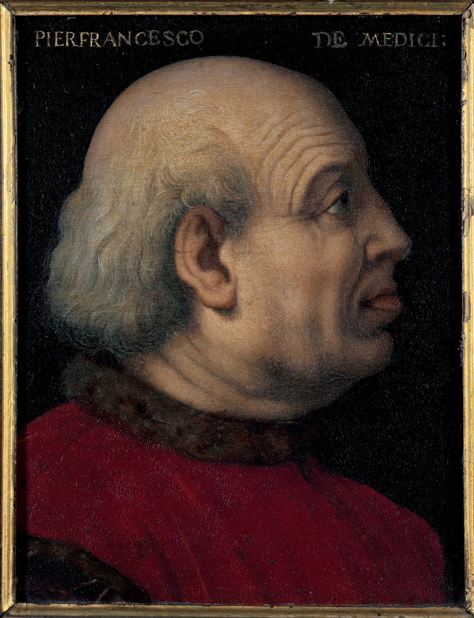 Pierfrancesco di Lorenzo de Medicis the Elder (1430-1476) (Pierfrancesco de Medici the Elder Portrait of Pierfrancesco de Medici Italian banker and diplomat, at the House of Medici of Florence) 絵画 Bronzino (Agnolo di Cosimo) (1503-1572) Dim 15x12 cm 作： アーニョロ・ブロンズィーノ