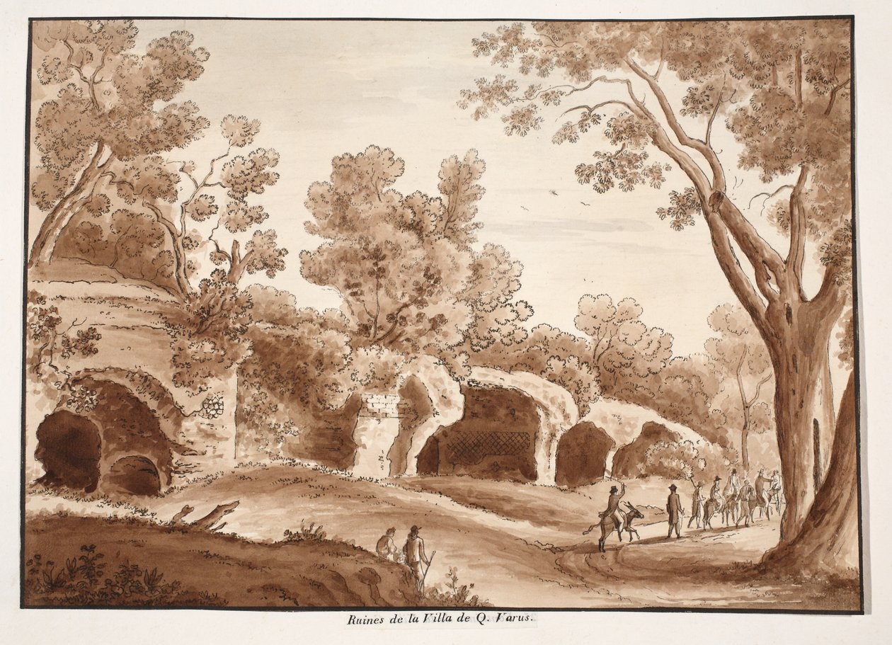 Quintilius Varusのヴィラの遺跡、1833年（茶色のウォッシュでエッチング） 作： アゴスティーノ・トファネッリ