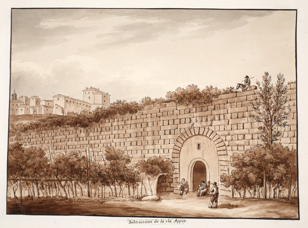 Via Appia、1833の下位構造（茶色のウォッシュでエッチング） 作： アゴスティーノ・トファネッリ