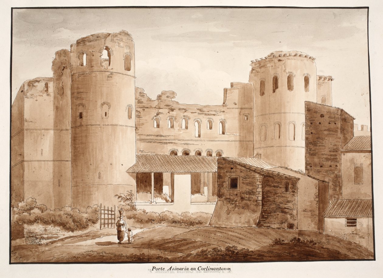 Porta AsinariaまたはCoelimontana、1833（茶色のウォッシュでエッチング） 作： アゴスティーノ・トファネッリ
