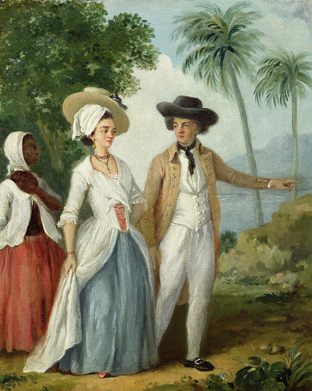 プランターとその妻、使用人が出席、1780年頃（キャンバスに油彩） 作： アゴスティーノブルーニアス
