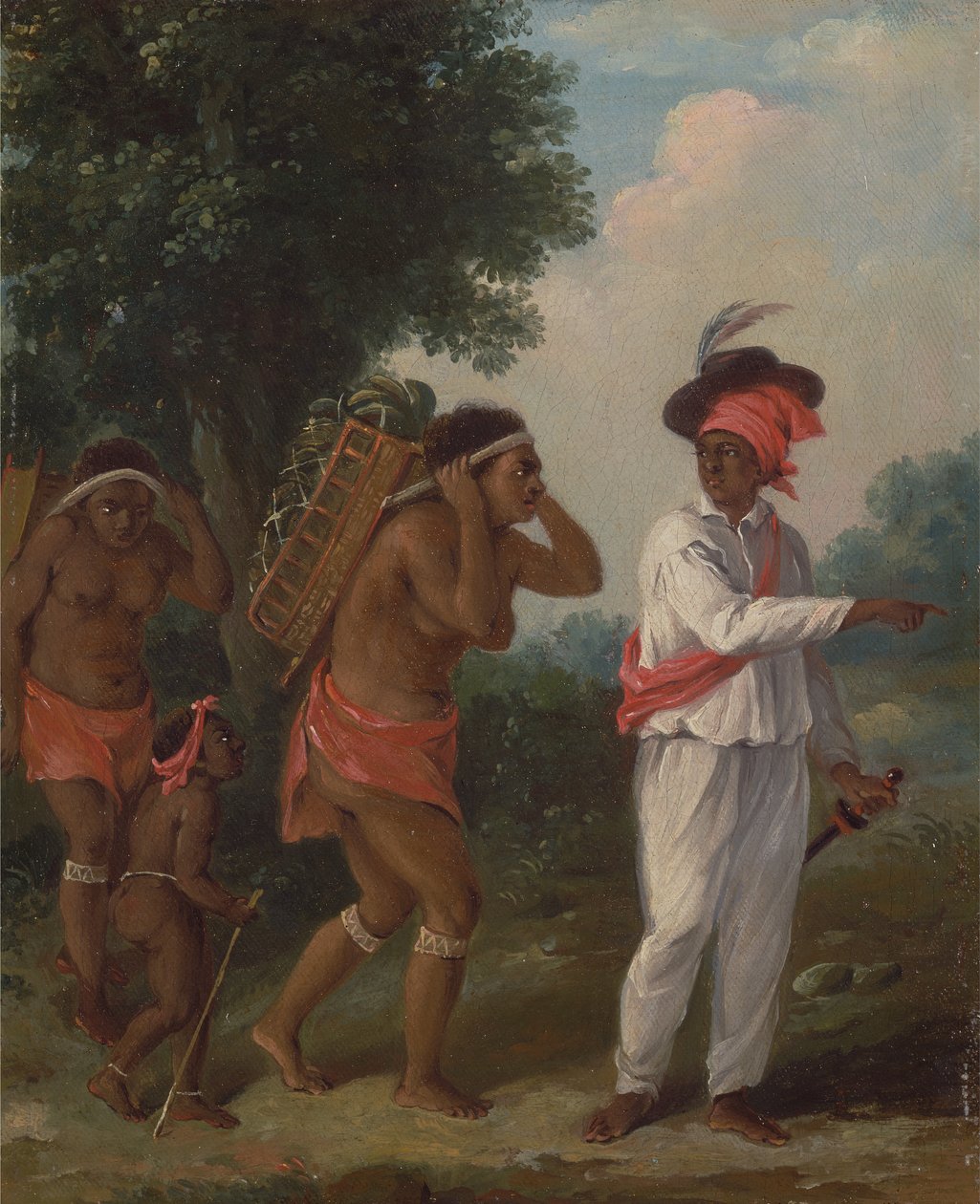 西インドの色の男、子供を持つ 2 人のカリブの女性を監督します。 1780年。 作： アゴスティーノブルーニアス