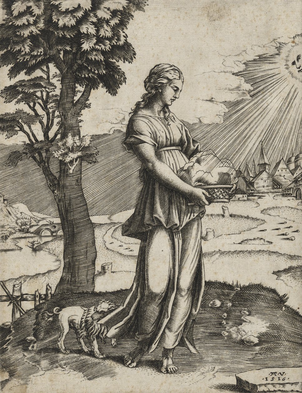 Cumaean Sybil、1516（敷設紙に彫刻） 作： アゴスティーノ・ヴェネツィアーノ
