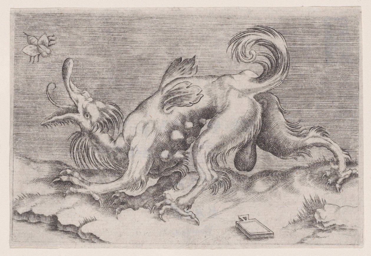 ドラゴンと蜂、約。 1514-36。 作： アゴスティーノ・ヴェネツィアーノ