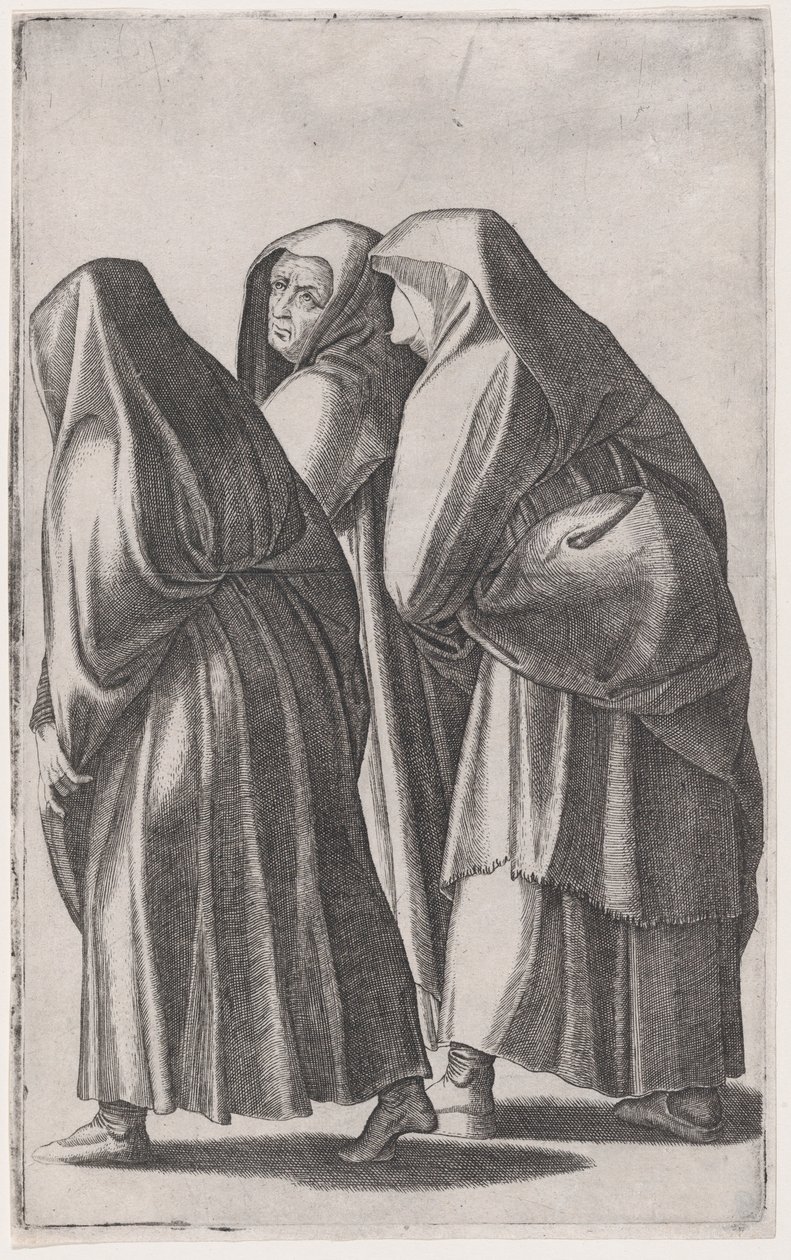 墓に行く3人の聖なる女性、ca。 1514-36。 作： アゴスティーノ・ヴェネツィアーノ