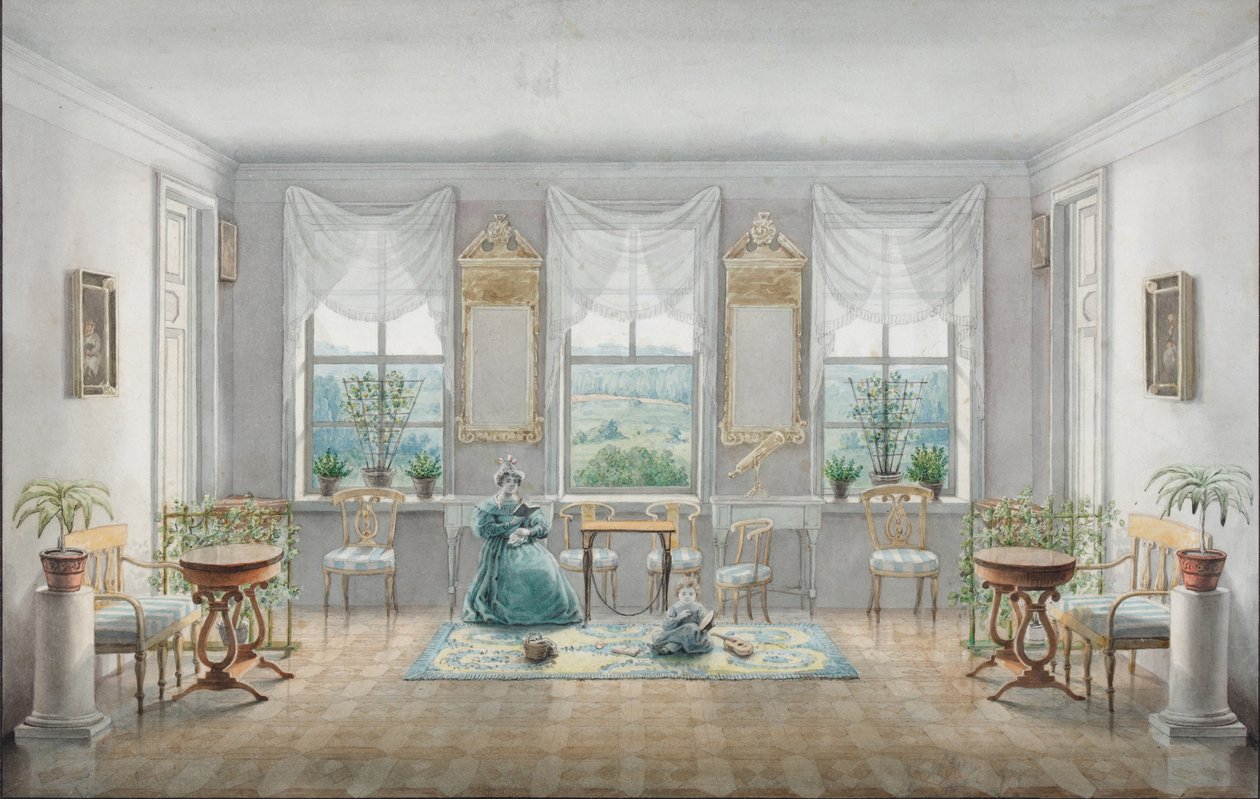 荘園ゴーリキの応接室 1831年 作： Agrafena Dmitrievna Blagovo