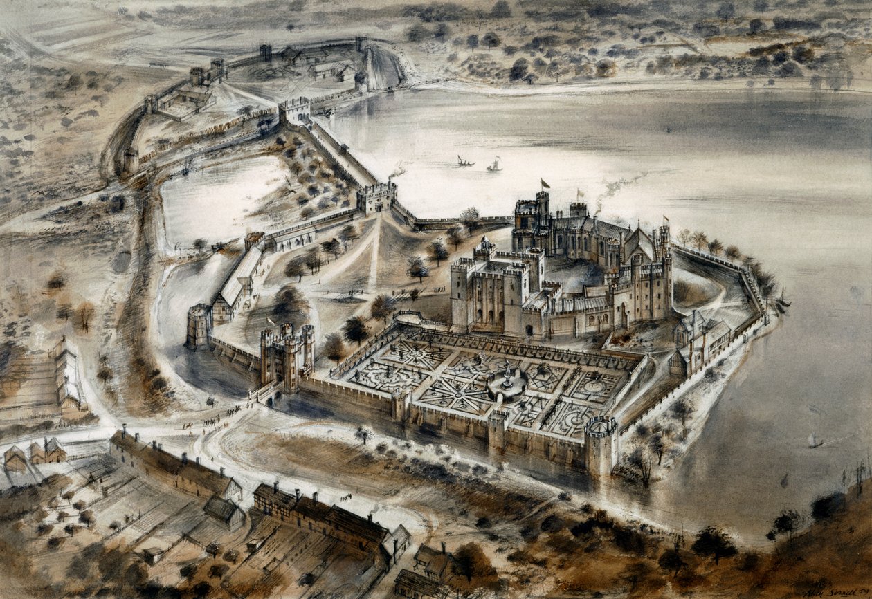 ケニルワース城、c1575、c1960s 作： アラン・アーネスト・ソレル