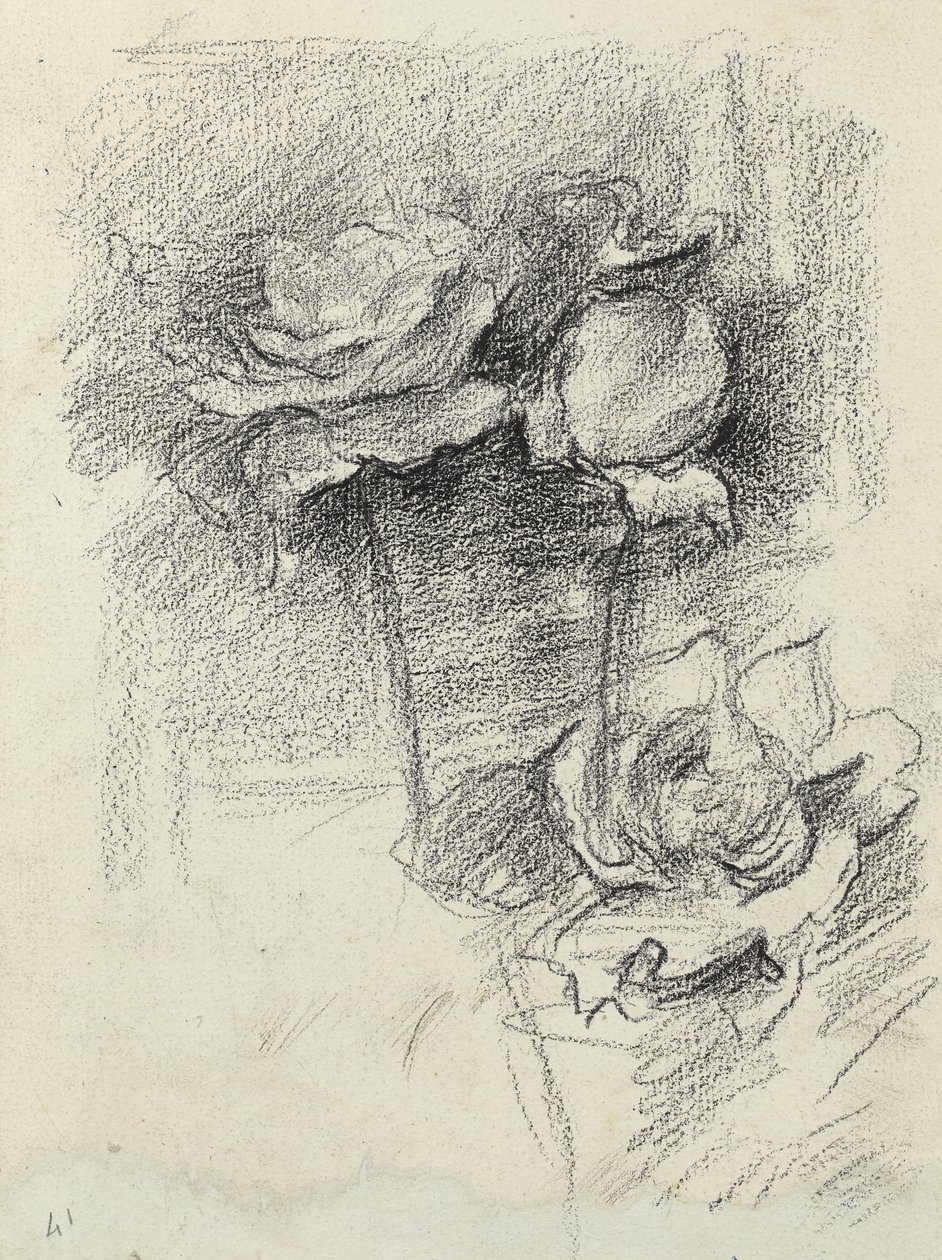 花瓶のバラの静物、1890年頃 作： アルベール・ド・ベルエロッシュ