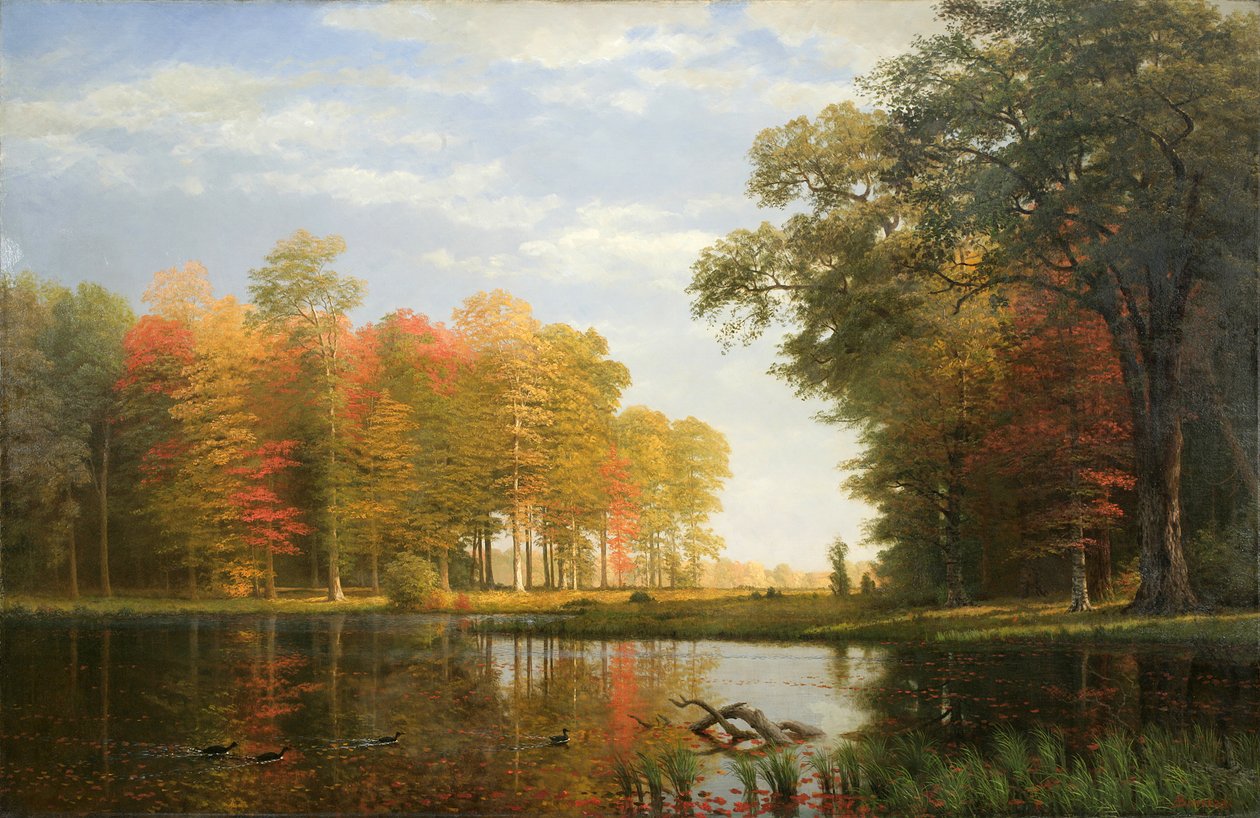 秋の森、1886（リネンの油） 作： アルバートビアシュタット