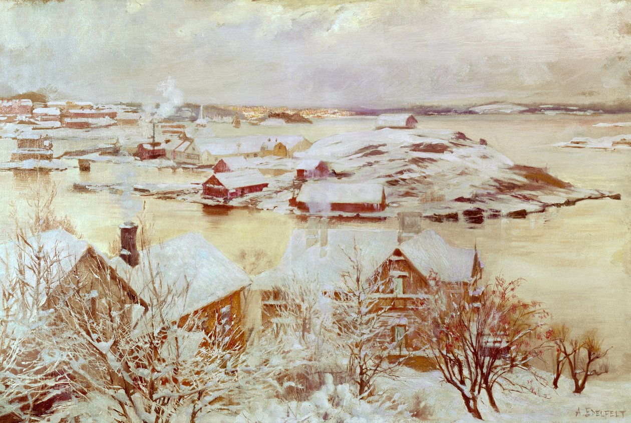 12月の日（フィンランド）c.1893 作： アルベルト・グスタフ・アリスティデス・エーデルフェルト