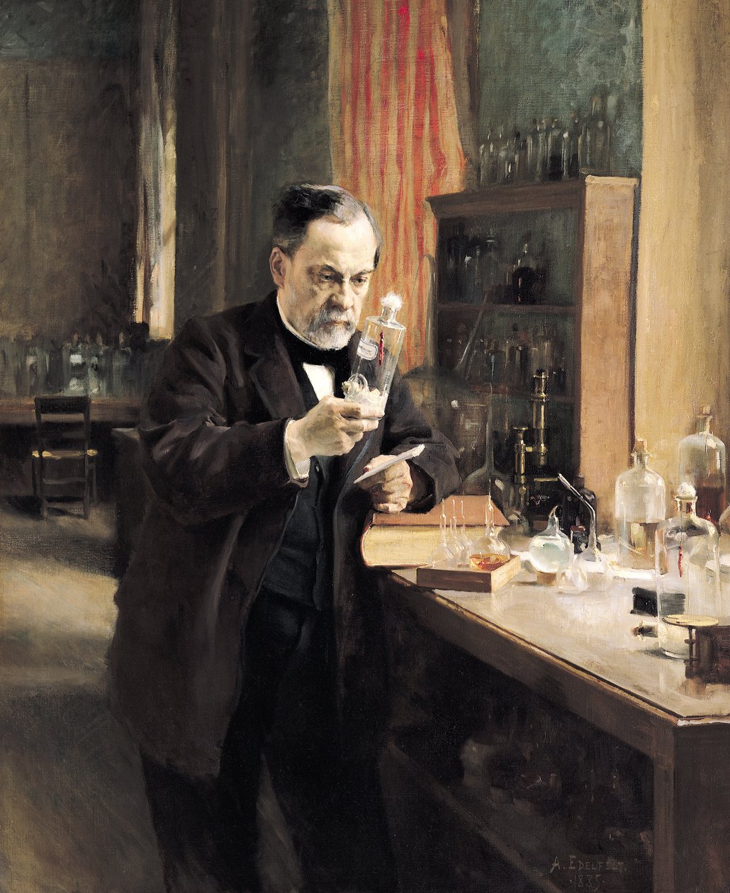ルイスパスツール（1822-95）、彼の研究所、1885年 作： アルベルト・グスタフ・アリスティデス・エーデルフェルト