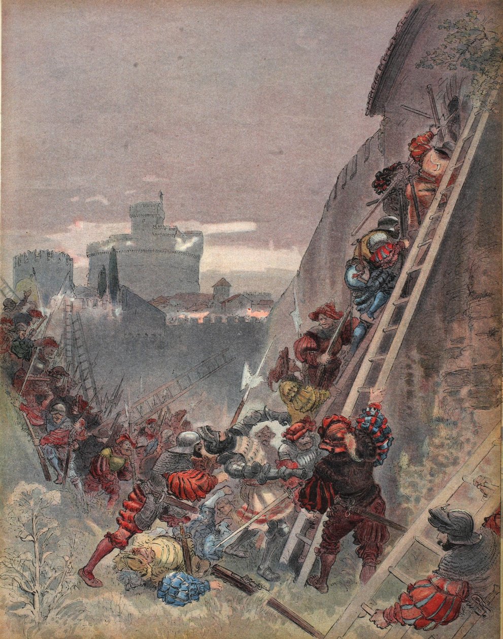 1527年5月6日、ローマへの襲撃中にバーボンが殺害されました。 1909 作： アルバート・ロビダ