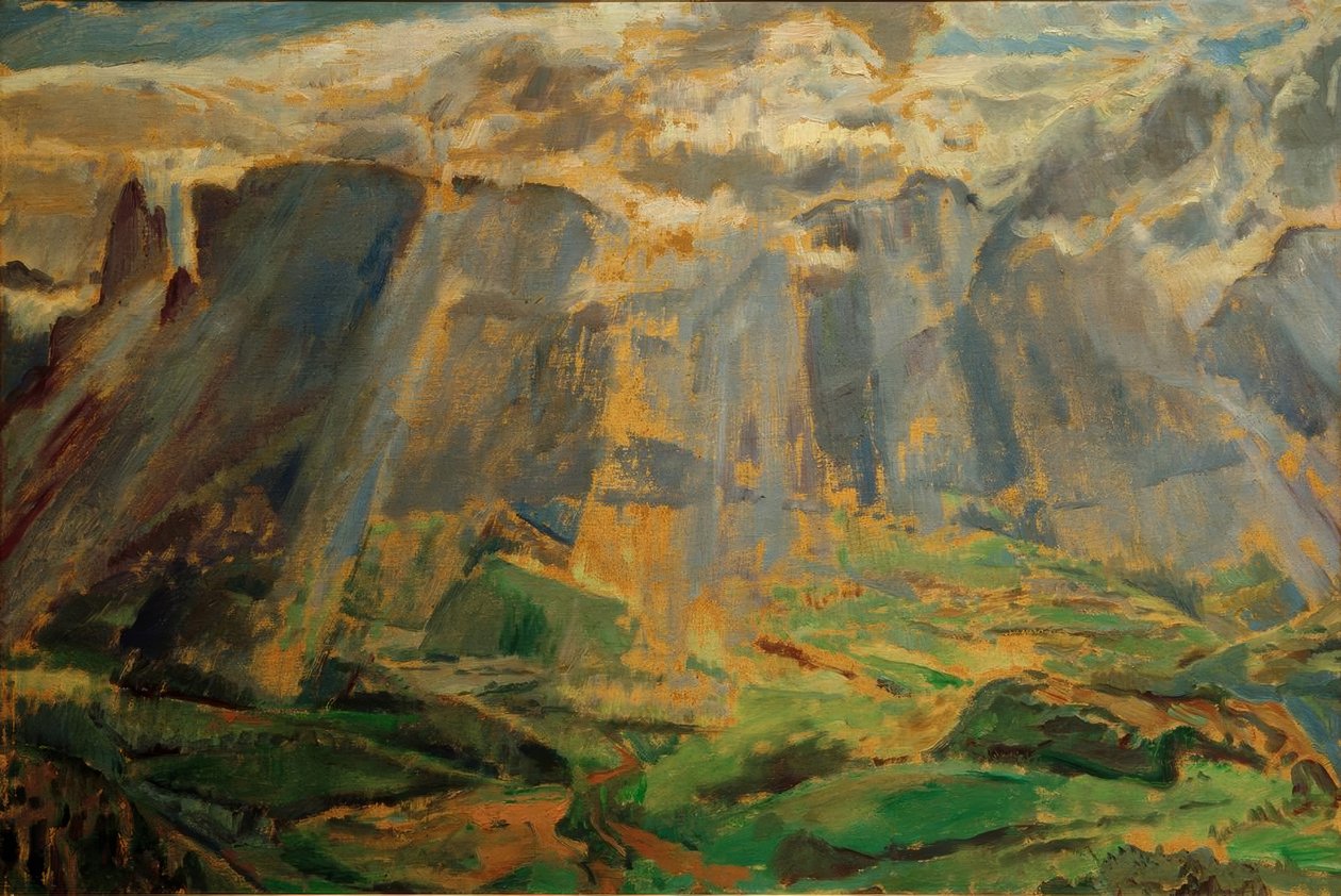 南チロルの高山の風景 作： アルバートワイスガーバー