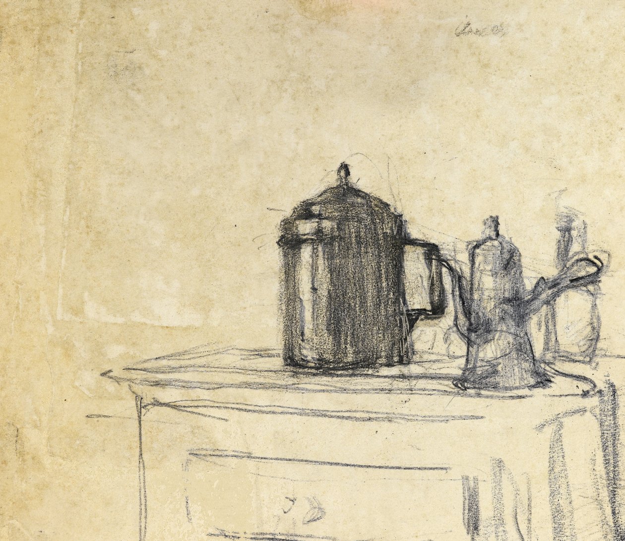 水差しの静物、1890年頃（紙に黒いチョーク） 作： アルベール・ド・ベルエロッシュ