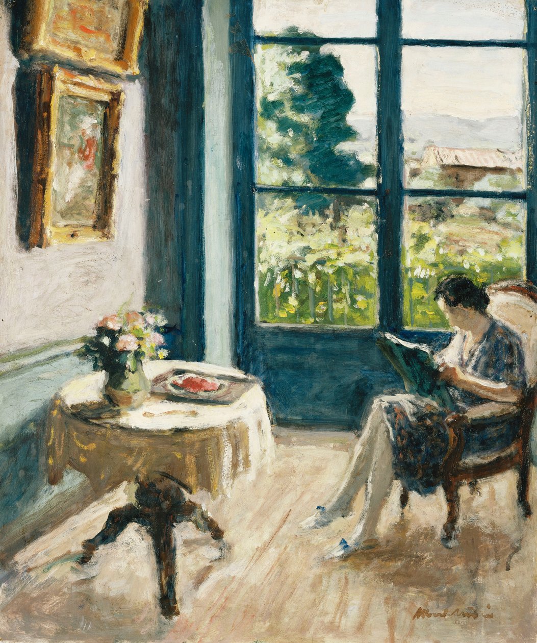 ローダンのサロン; Le Salon a Laudin, c.1930 (油彩・板) 作： アルバート・アンドレ