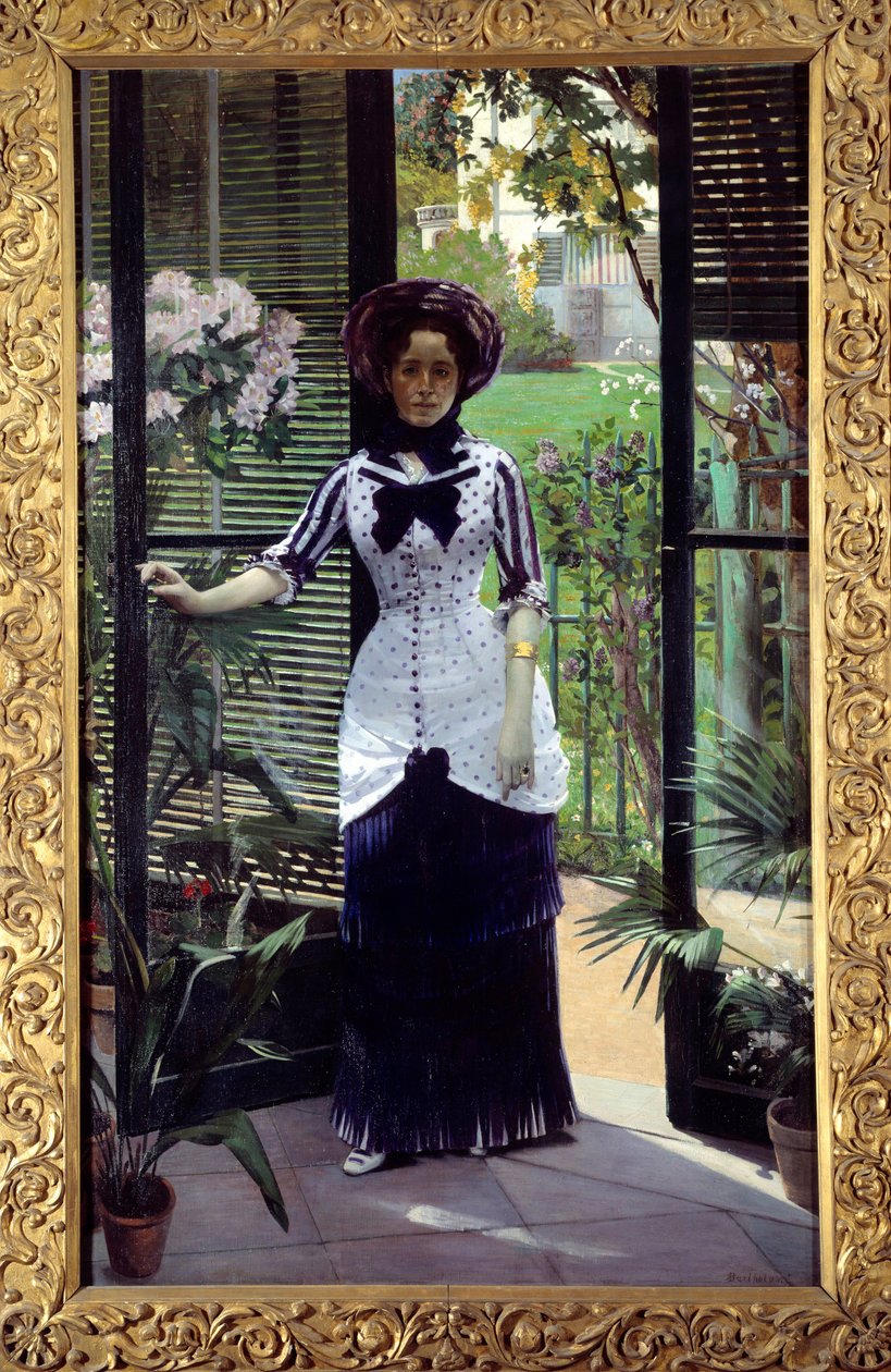 温室で アルバート・バルトロメ (1848-1928) による絵画 1881 日。 1.42x2.33m パリ、オルセー美術館 作： アルベール・バルトロメ