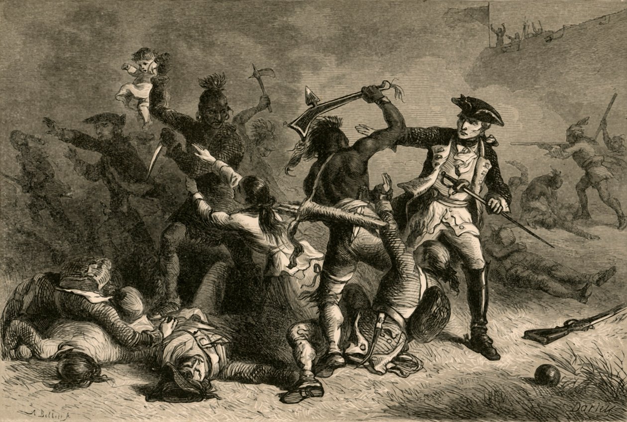 虐殺を止めようとするモントカーム、1877年。 作： アルバート・ボベット