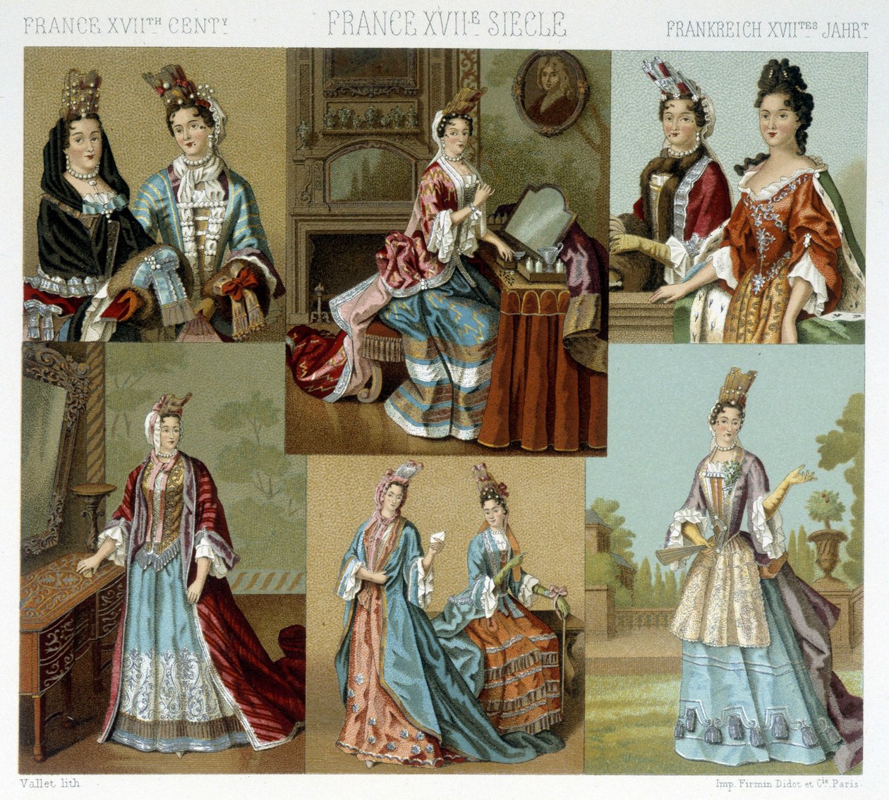 18世紀のフランスのファッションとヘアスタイル - 19世紀後半、ラシーネの「Le costume historique」にて 作： アルバートチャールズアウグストラシネ