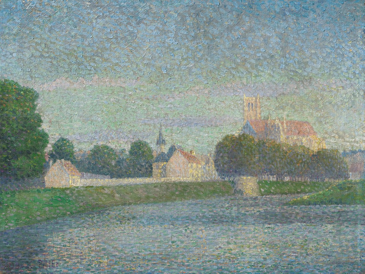 ドイツ語：Morgen auf der Marne in Meaux モーでのマルヌ川の朝 作： アルバート・デュボア・ピレ