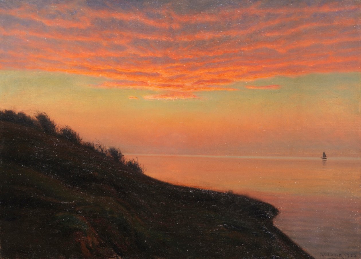 1920年、デンマークの海岸の夕暮れ。 作： アルバートエドヴァルドワン