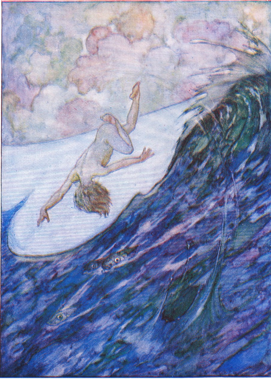 彼は、The Water Babies pub.by Humphrey Milford Oxford University Press、c.1930 (カラー リソ) から、3 隻の船を水から出しました。 作： アルバート・エドワード・ジャクソン