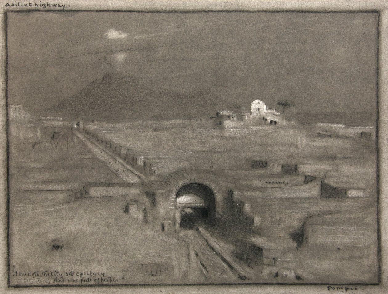 静かなハイウェイ、ポンペイ、1904年頃（水彩画） 作： アルバート・グッドウィン