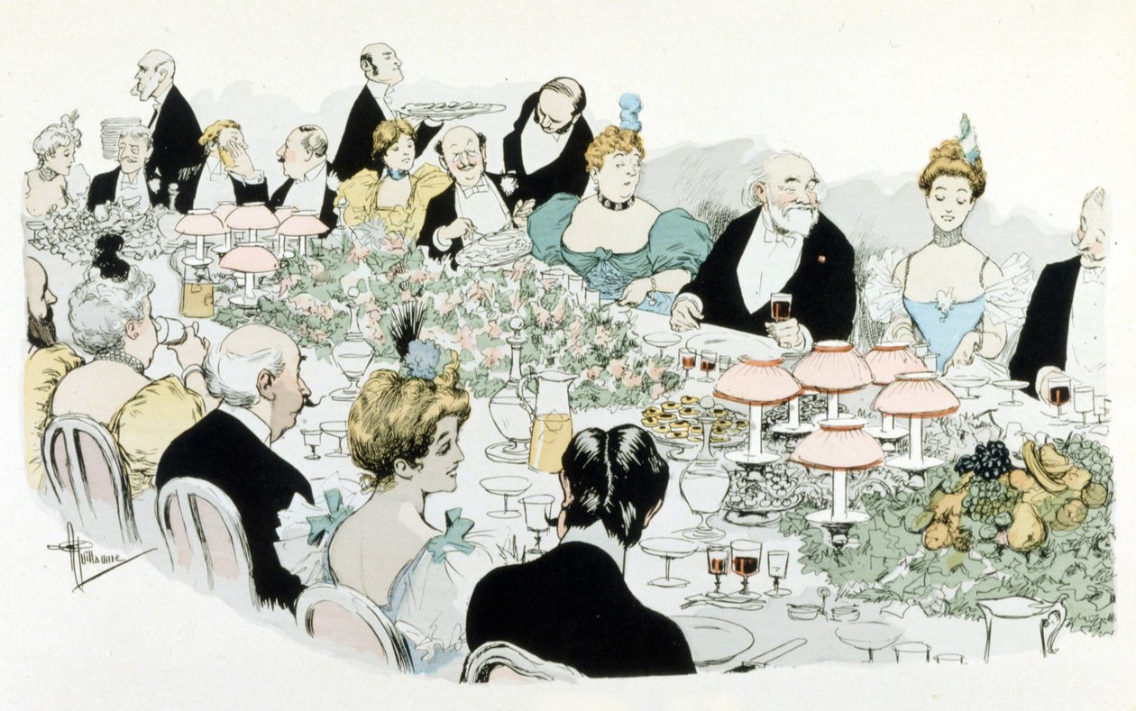 1908年、A.ギョームによるディナー（図面 作： アルバートギヨーム