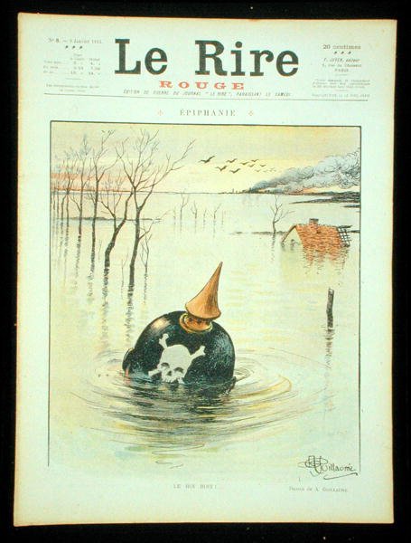 王は酒を飲む」、「Le Rire Rouge」表紙、1915年1月9日（カラーリトグラフ） 作： アルバートギヨーム