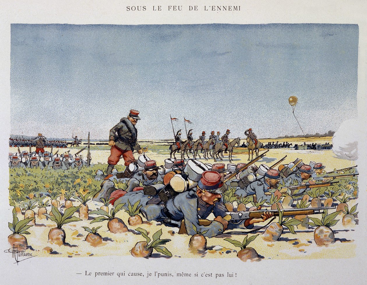 敵の攻撃を受けて-A.ギヨームが見た軍隊 1900年頃 作： アルバートギヨーム