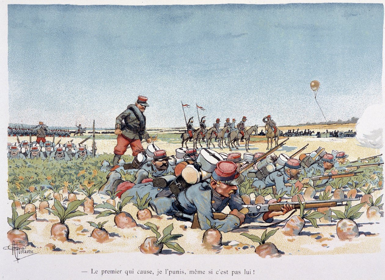 アルベール・ギョーム（1873-1942）の「軍事アルバム」に掲載されている「敵の攻撃を受けて」（1900年頃 作： アルバートギヨーム