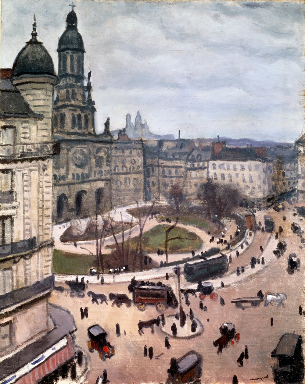 オーギュスト・ルノワール、【トリニテ広場(パリ)】、高級画集画 1911年、パリのトリニテ広場。