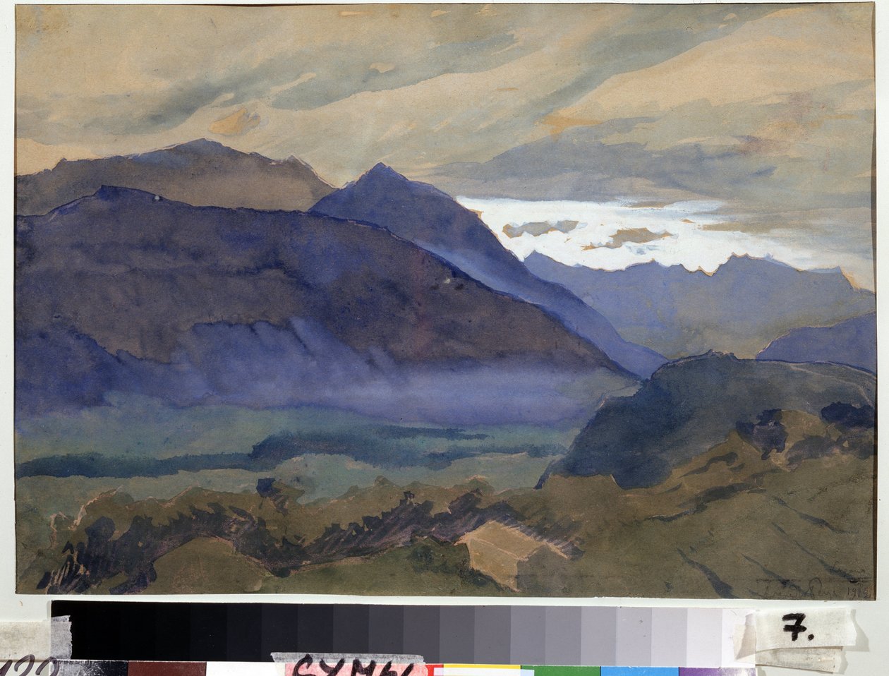 ルガーノ（スイス）（ルガーノ）。 Alexander Nikolayevich Benois (1870-1960) によるデッサン。 紙に水彩、30.2 x 47 cm 作： アルバートニコラエビッチベノワ