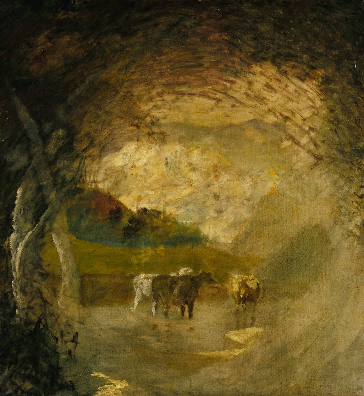 木と牛のいる風景、1897 年以前。 作： アルバート・ピンクハム・ライダー