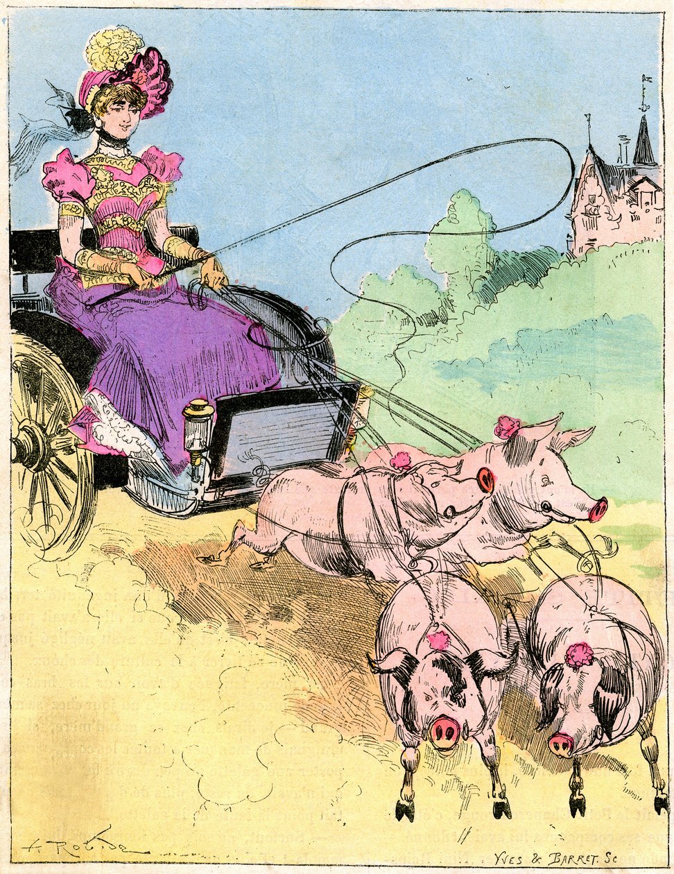 アルベール・ロビダ（1848-1926）による「コミック・ワールド」n°296（20世紀初頭）の表紙に描かれたドローイング。 作： アルバート・ロビダ