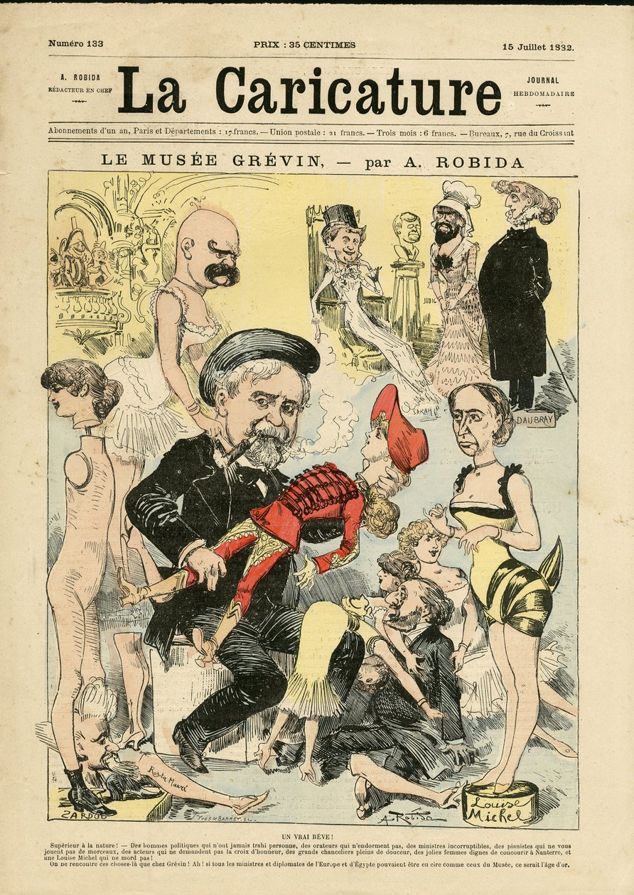 アルベール・ロビダ（1848-1926）による『La Caricature』（1880年）の表紙のイラスト。 作： アルバート・ロビダ