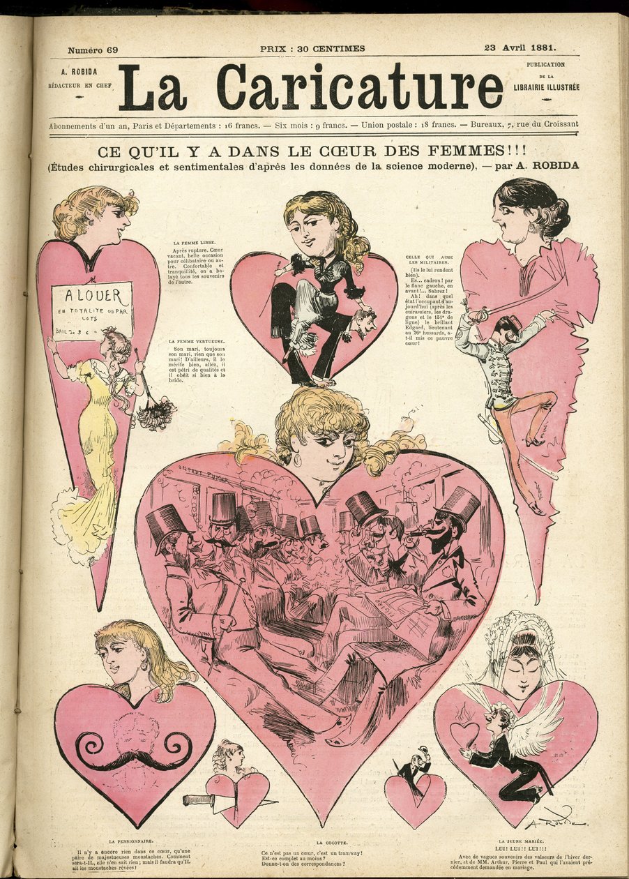 アルベール・ロビダ（1848-1926）による『La Caricature』（1880年）の表紙のイラスト。 作： アルバート・ロビダ