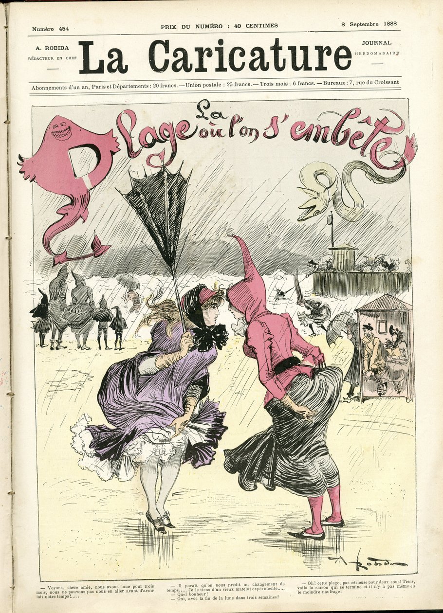 アルベール・ロビダ（1848-1926）による『La Caricature』（1880年）の表紙のイラスト。 作： アルバート・ロビダ