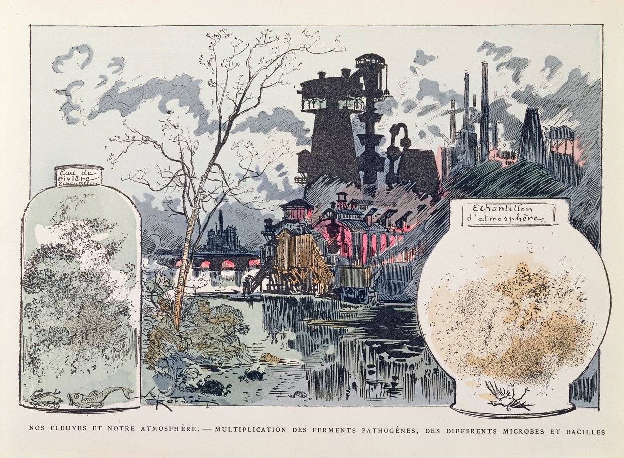産業公害、「ルXXeme siecle、ラヴィエレクトリック」のイラスト、c。 1890（カラー彫刻） 作： アルバート・ロビダ